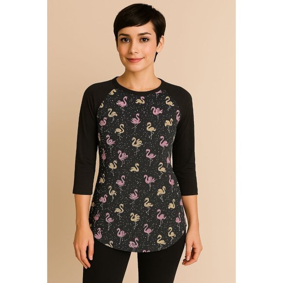 LULAROE Flamingo 3/4 length sleeve shirt top WOMEN'S WOMAN'S EXTRA SMALL - Picture 12 of 12